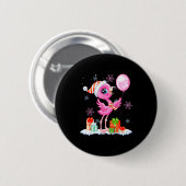 Christmas Flamingo Pajama Matching Santa Hat Xmas Button (Vorne & Hinten)