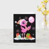 Christmas Flamingo Pajama Matching Santa Hat Xmas Karte (Gelbe Blume)