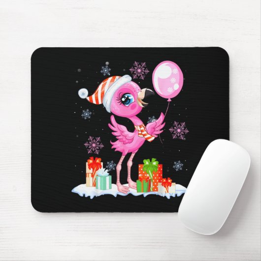 Christmas Flamingo Pajama Matching Santa Hat Xmas Mousepad (Mit Mouse)