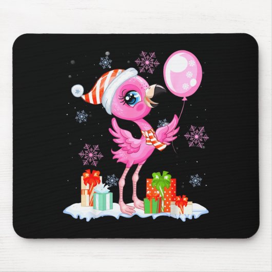 Christmas Flamingo Pajama Matching Santa Hat Xmas Mousepad (Vorne)