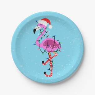 Christmas Flamingo Pappteller