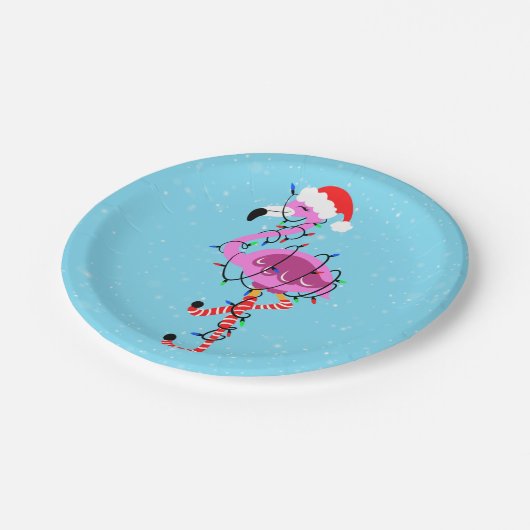 Christmas Flamingo Pappteller (Schrägansicht)