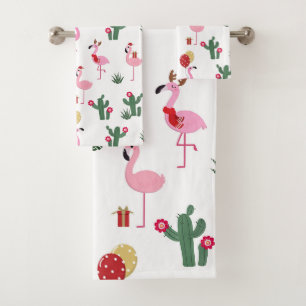 Christmas Flamingo Party   Urlaub Badhandtuch Set