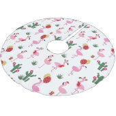 Christmas Flamingo Party | Urlaub Polyester Weihnachtsbaumdecke (Schrägansicht)