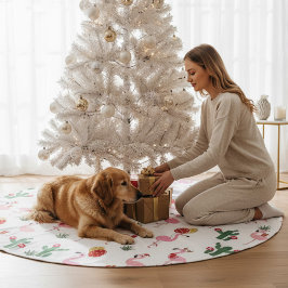 Christmas Flamingo Party | Urlaub Polyester Weihnachtsbaumdecke