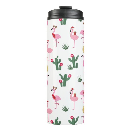 Christmas Flamingo Party | Urlaub Thermosbecher (Vorderseite)