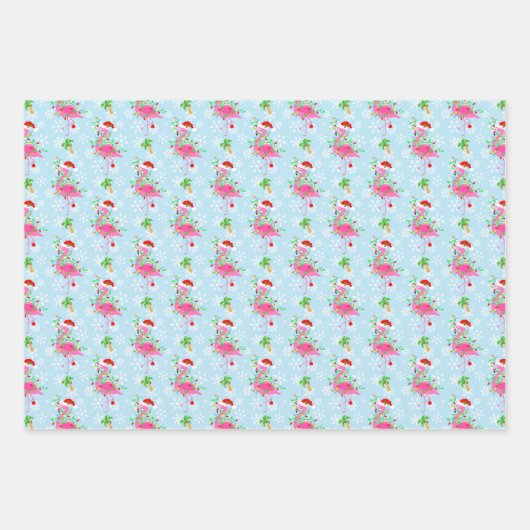 Christmas Flamingo Pattern Blue Geschenkpapier Set (Vorderseite 2)