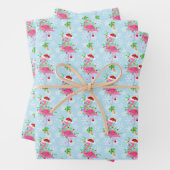 Christmas Flamingo Pattern Blue Geschenkpapier Set (Beispiel)