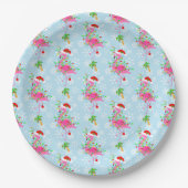 Christmas Flamingo Pattern Blue Pappteller (Vorderseite)