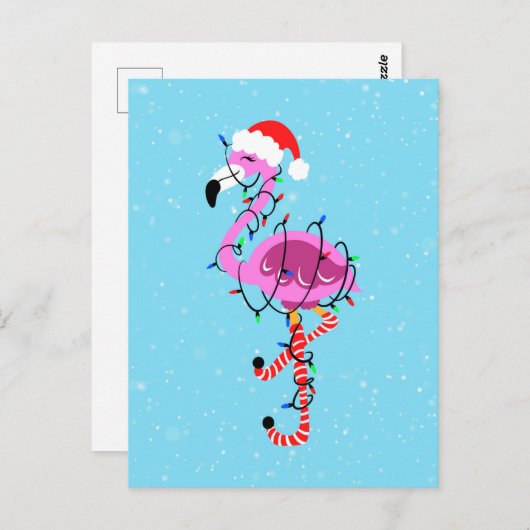 Christmas Flamingo Postkarte (Vorne/Hinten)