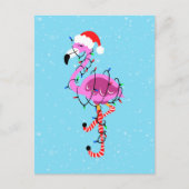 Christmas Flamingo Postkarte (Vorderseite)
