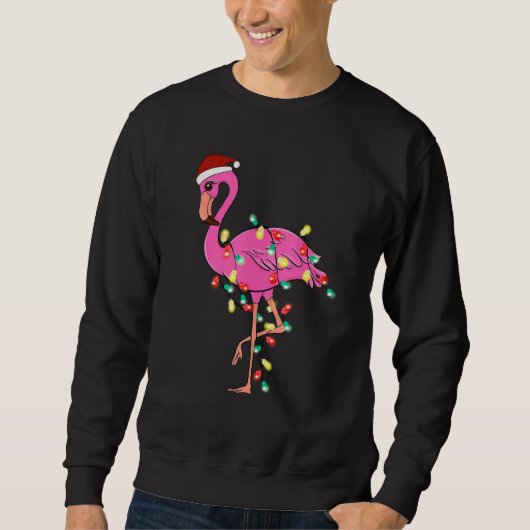 Christmas Flamingo Santa Hat Xmas Lights Flamingo Sweatshirt (Vorderseite)