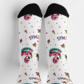 Christmas Flamingo Socks, Tropical Chrismas Socks Socken (Oben)