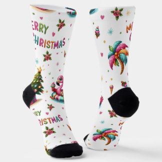 Christmas Flamingo Socks, Tropical Chrismas Socks Socken
