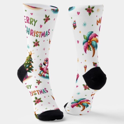Christmas Flamingo Socks, Tropical Chrismas Socks Socken (Gewinkelt)