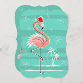 Christmas Flamingo Stripe Einladung vertikal (Vorne/Hinten)