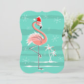 Christmas Flamingo Stripe Einladung vertikal (Stehend Vorderseite)
