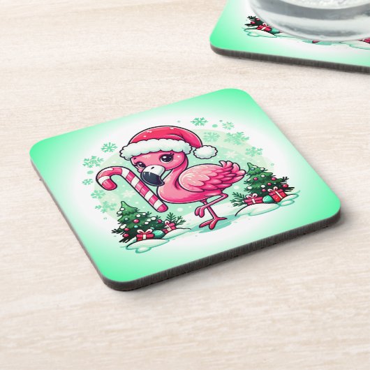 Christmas Flamingo Sublimation-10424 Getränkeuntersetzer (Linke Seite)