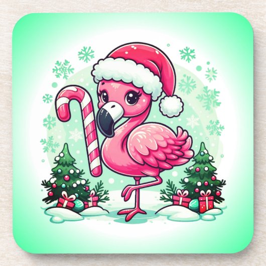 Christmas Flamingo Sublimation-10424 Getränkeuntersetzer (Vorderseite)