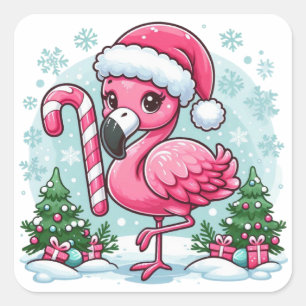 Christmas Flamingo Sublimation-10424 Quadratischer Aufkleber