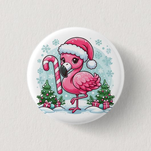 Christmas Flamingo Sublimation Button (Vorderseite)