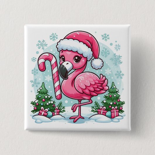 Christmas Flamingo Sublimation Button (Vorderseite)