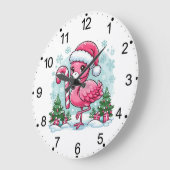 Christmas Flamingo Sublimation Große Wanduhr (Winkel)