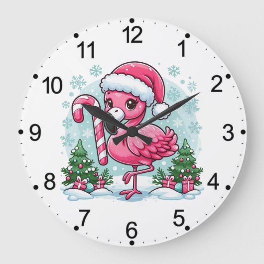 Christmas Flamingo Sublimation Große Wanduhr (Vorderseite)