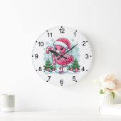 Christmas Flamingo Sublimation Große Wanduhr (Zuhause)