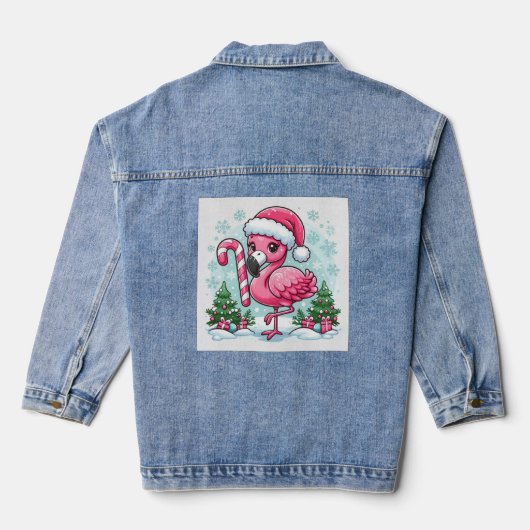 Christmas Flamingo Sublimation Jeansjacke (Rückseite)