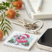 Christmas Flamingo Sublimation Schlüsselanhänger (Vorderseite rechts)