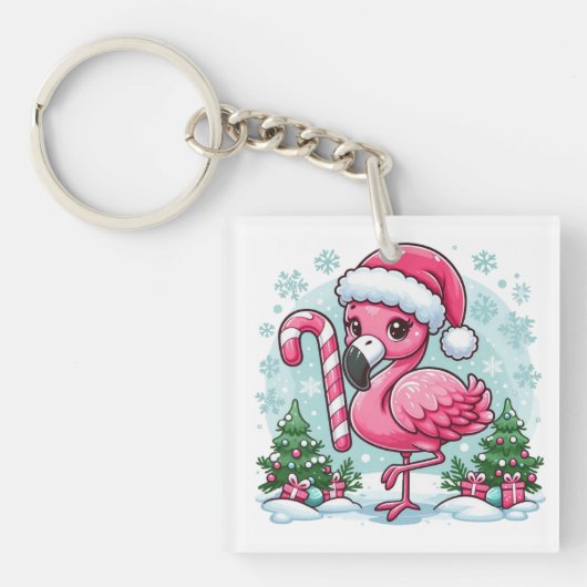 Christmas Flamingo Sublimation Schlüsselanhänger (Vorderseite)