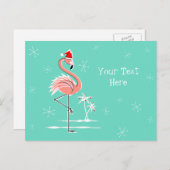 Christmas Flamingo Text horizontal Feiertagspostkarte (Vorne/Hinten)