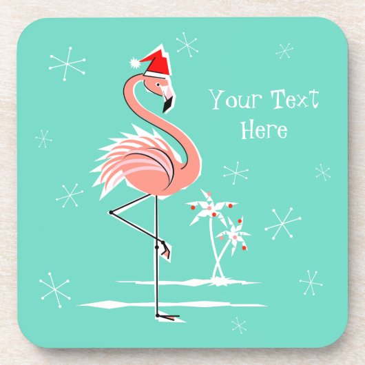Christmas Flamingo Text Plastik Untersetzer (Vorderseite)