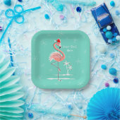 Christmas Flamingo Text Square Pappteller (Party)