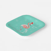 Christmas Flamingo Text Square Pappteller (Gewinkelt)