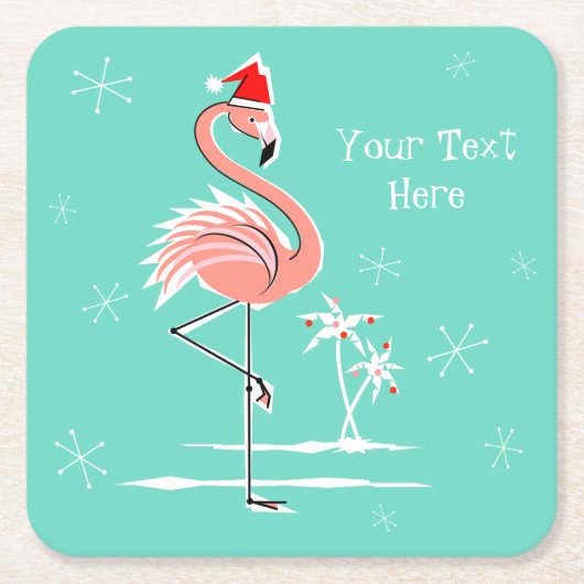 Christmas Flamingo Text Untersetzer Platz (Vorderseite)