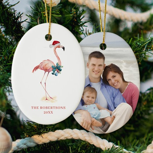 Christmas Flamingo Tropical Beach Keramik Ornament