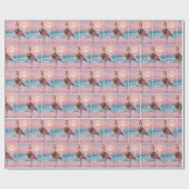 Christmas Flamingo Wearing Holiday Wreath Geschenkpapier (Flach)