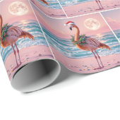 Christmas Flamingo Wearing Holiday Wreath Geschenkpapier (Rolleneckpunkt)