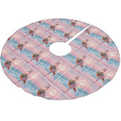 Christmas Flamingo Wearing Holiday Wreath Polyester Weihnachtsbaumdecke (Schrägansicht)