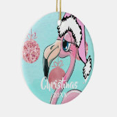 Christmas Flamingo Weihnachtsmannmütze Blue Pink G Keramik Ornament (Rechts)