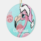 Christmas Flamingo Weihnachtsmannmütze Blue Pink G Keramik Ornament (Links)