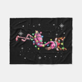 Christmas Flamingo Weihnachtsmannmütze Xmas Lights Fleecedecke (Vorderseite (Horizontal))