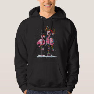 Christmas Flamingo Weihnachtsmannmütze Xmas Lights Hoodie