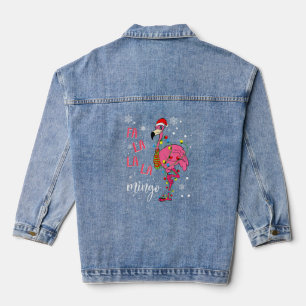 Christmas Flamingo Weihnachtsmannmütze Xmas Lights Jeansjacke