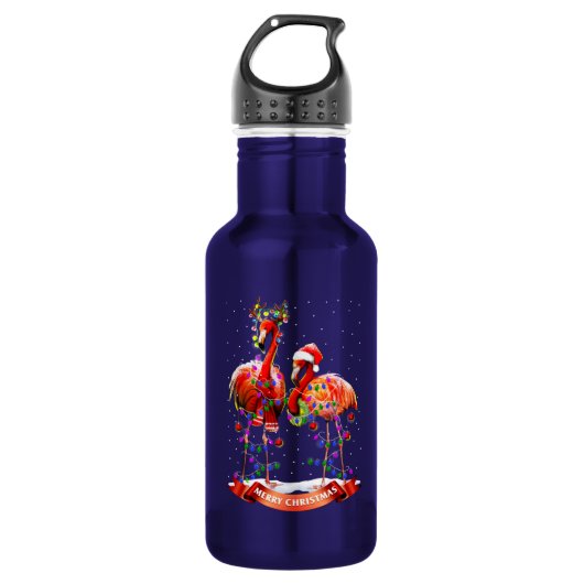 Christmas Flamingos Classic Edelstahlflasche (Vorderseite)