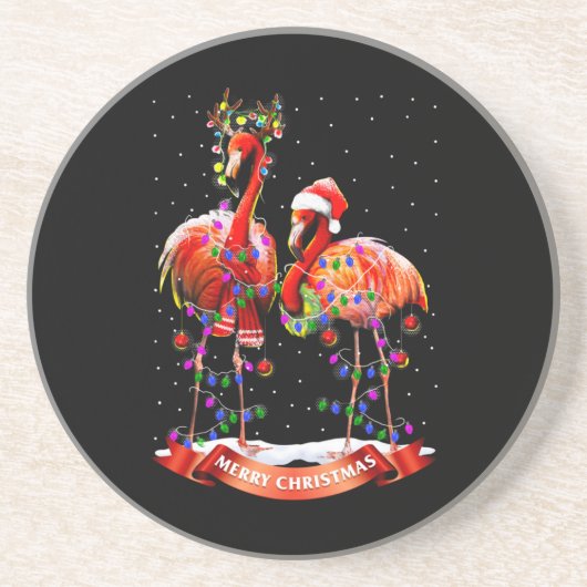 Christmas Flamingos Classic Getränkeuntersetzer (Vorne)