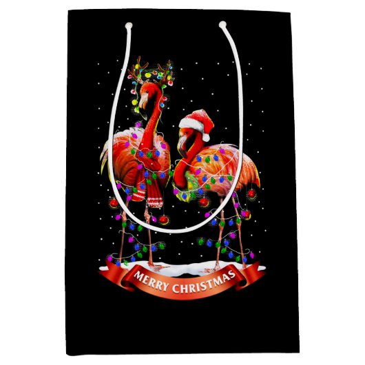 Christmas Flamingos Classic Mittlere Geschenktüte (Vorderseite)