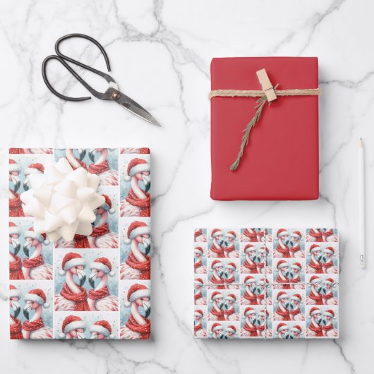 Christmas Flamingos Geschenkpapier Set (Vorderseite)